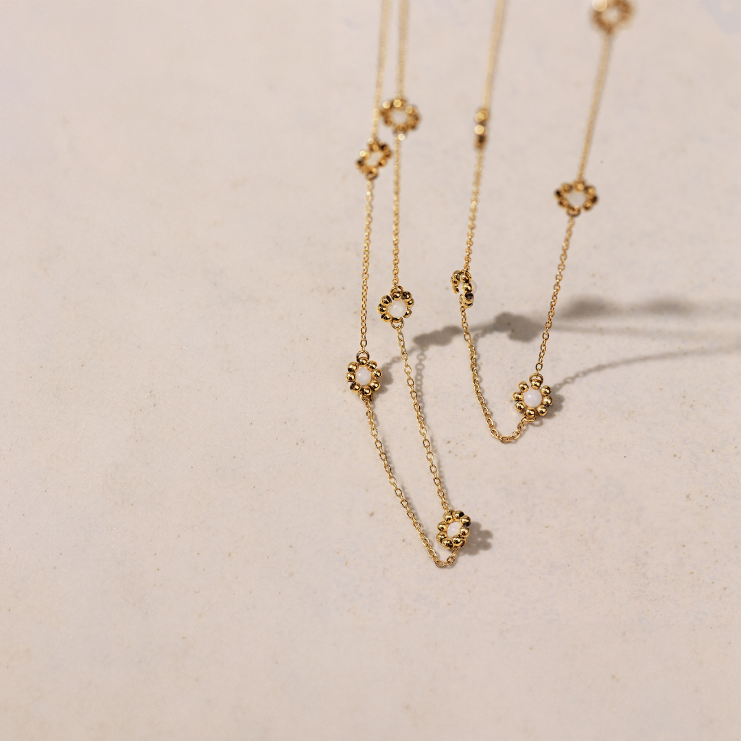 Flower 'n' Beads Necklace Rose Gold