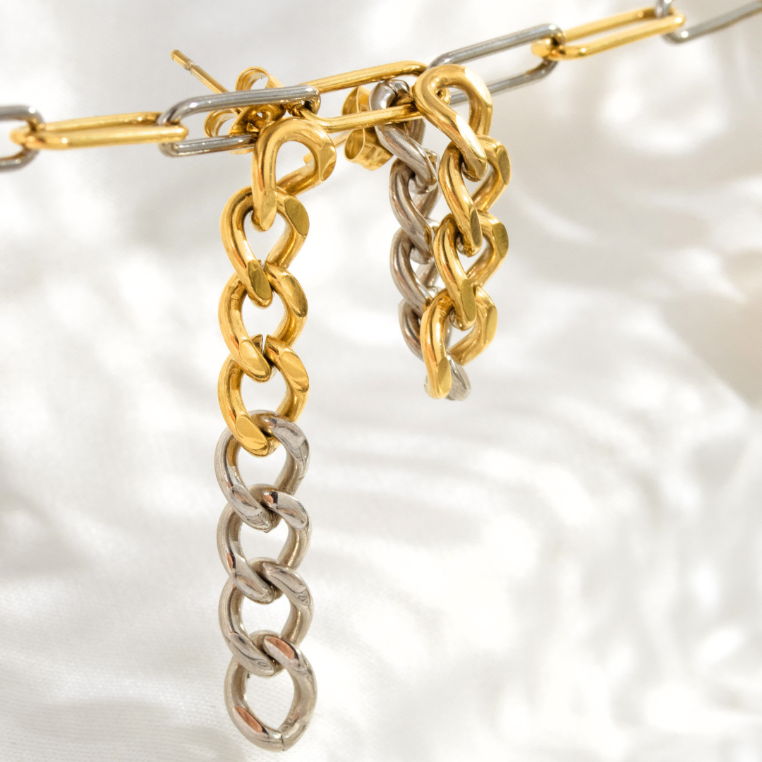 Bi-Colored Chain Earrings