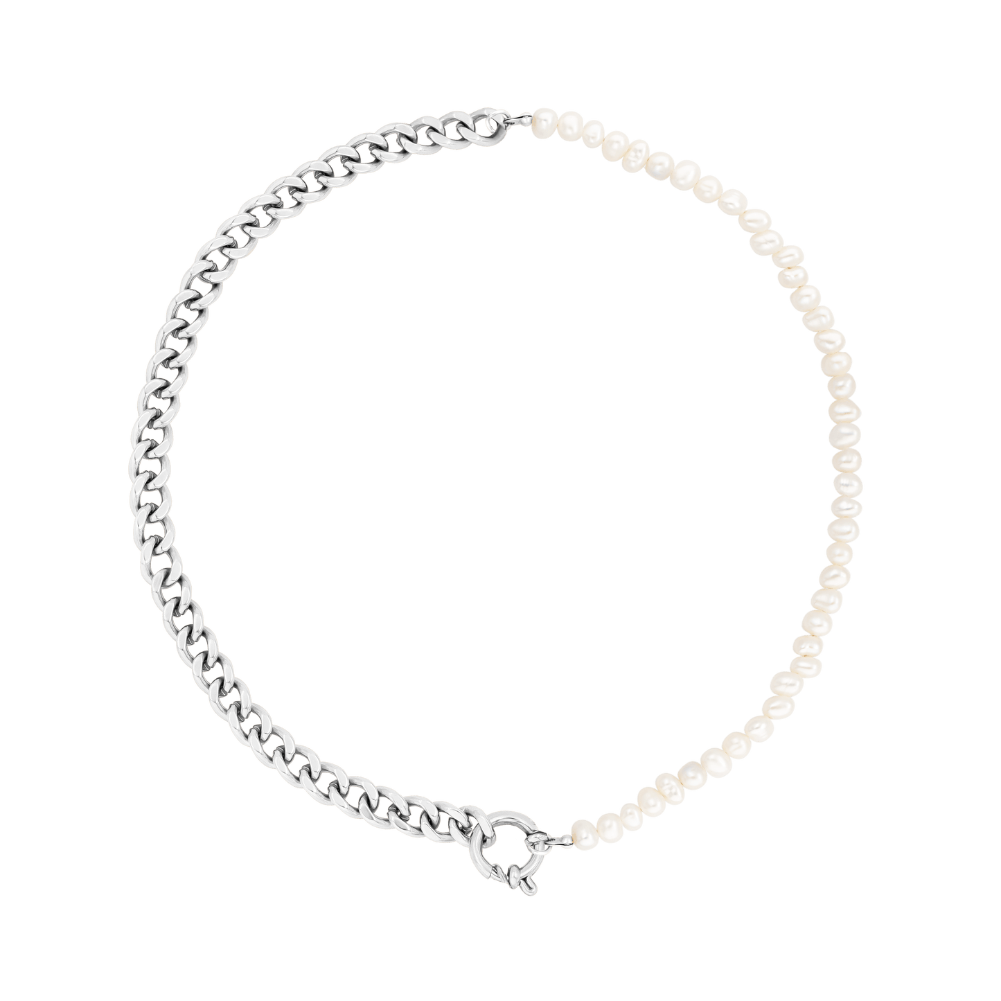 Chain'n'Pearls Necklace Silver
