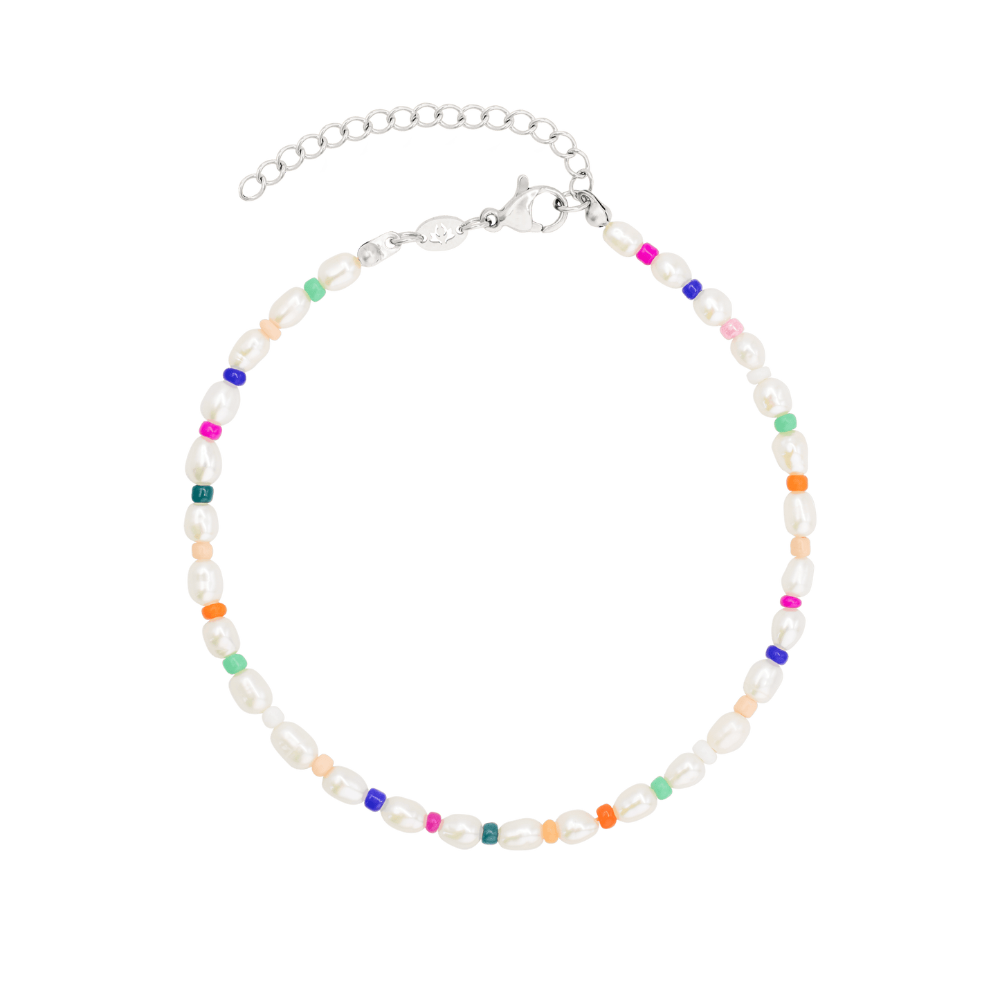 Rainbow Pearl Anklet Silver