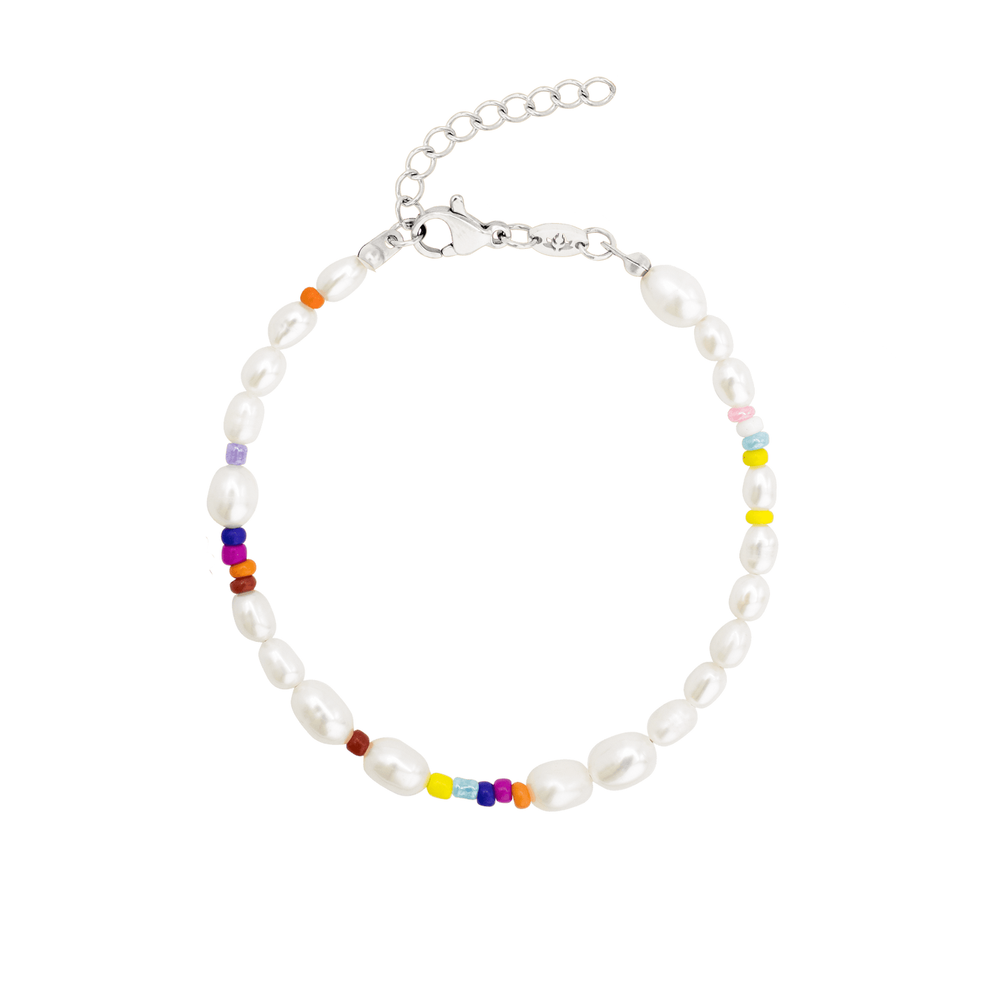 Rainbow Pearl Bracelet Silver