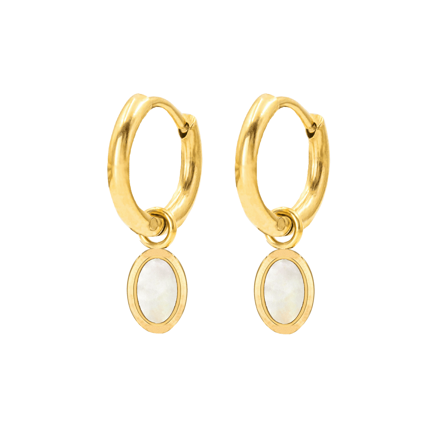 Mother of Pearls Hoop Set Gold