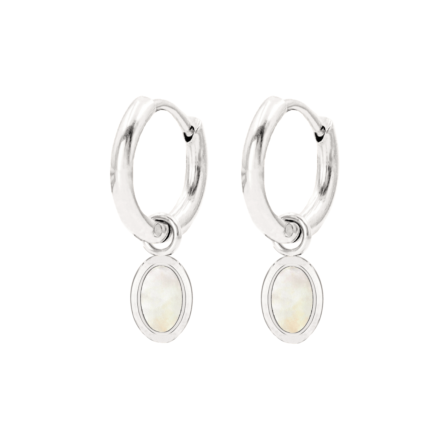 Mother of Pearls Hoop Set Silver