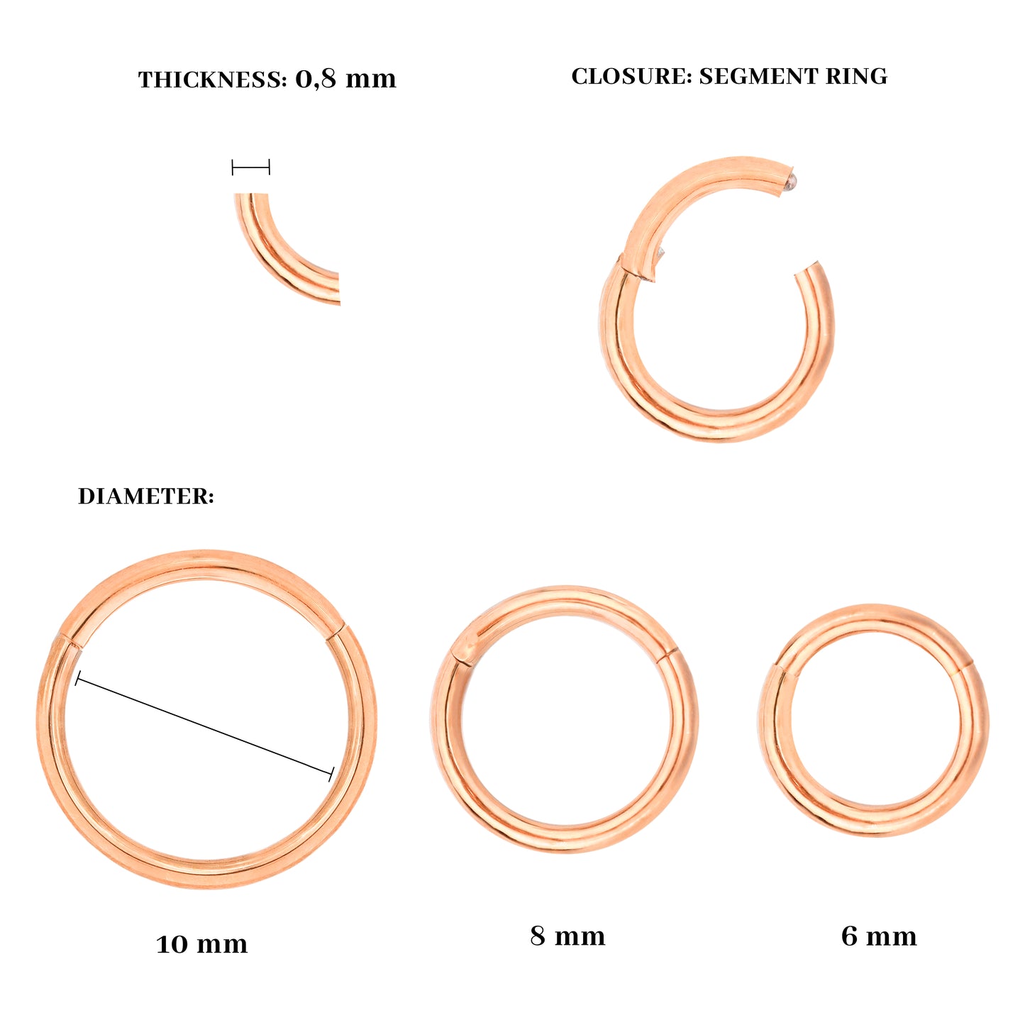 Basic Click Piercing Ring Rose Gold