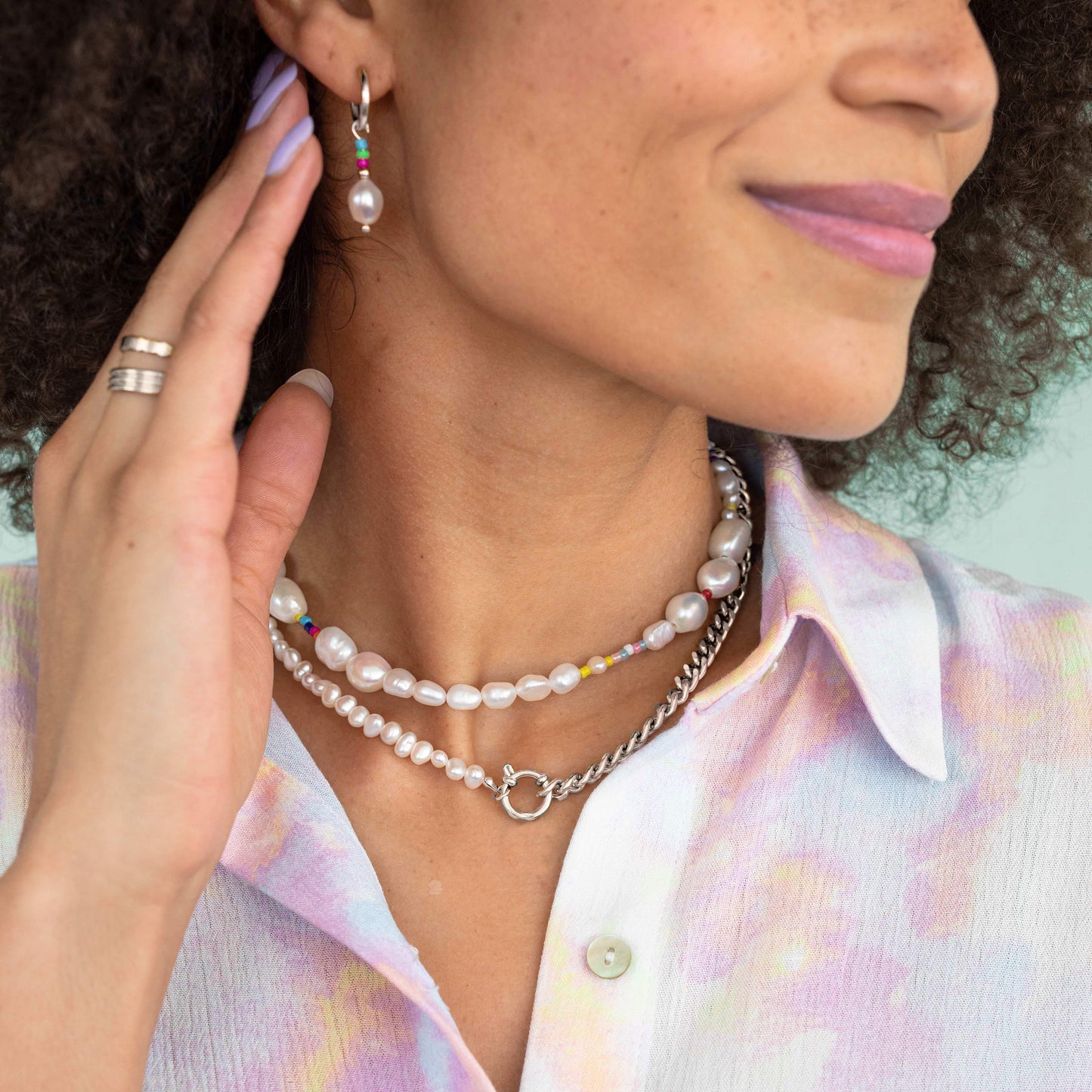 Chain'n'Pearls Necklace Silver