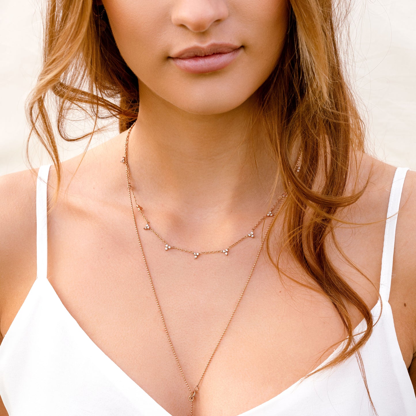 White Stars and Skies Necklace Rose Gold