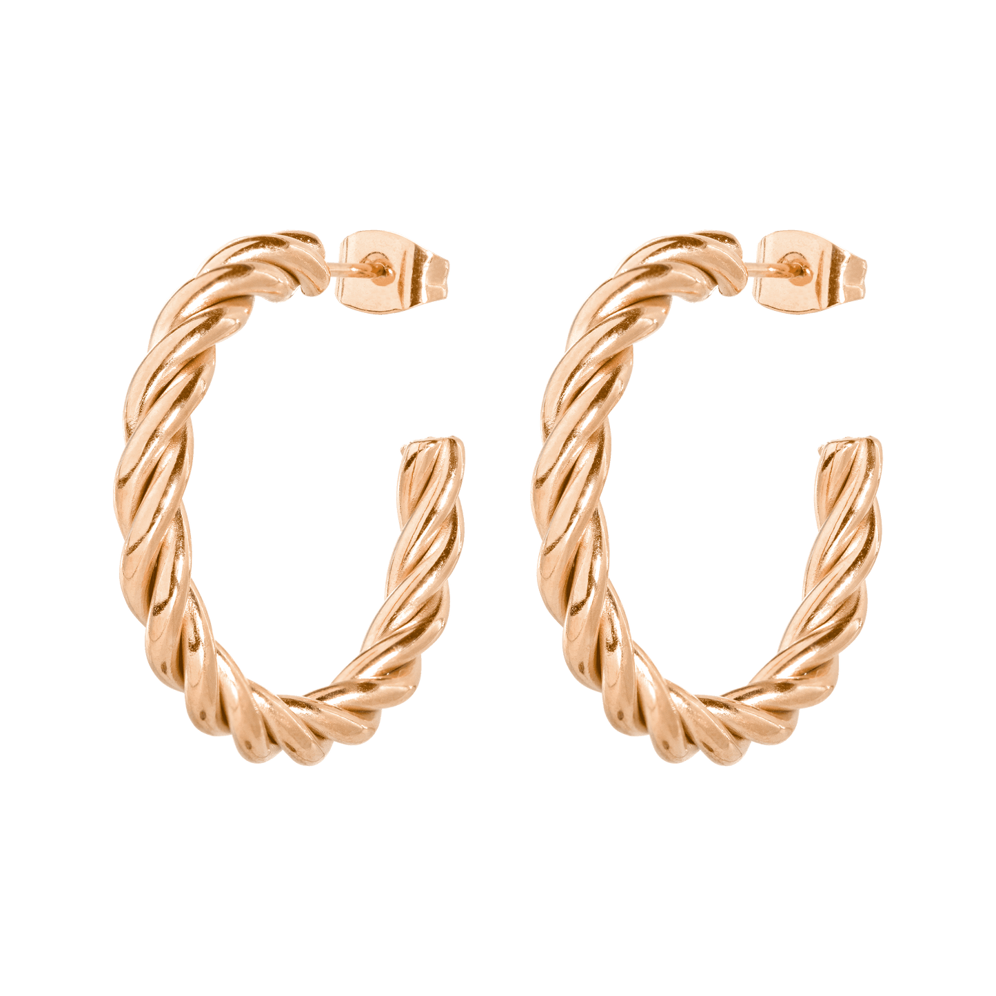 Squeeze it Medium Hoop Studs Rose Gold