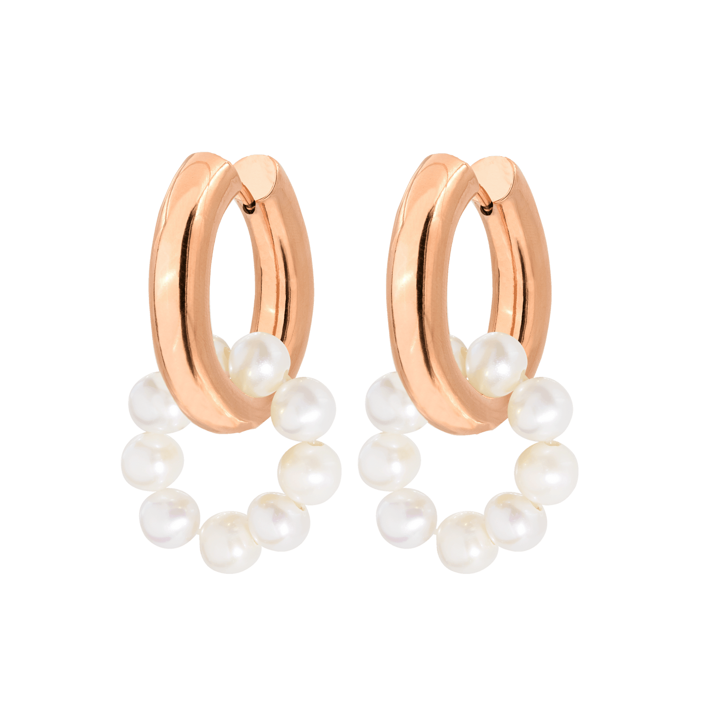 Pearly Donut Hoop Set Rose Gold