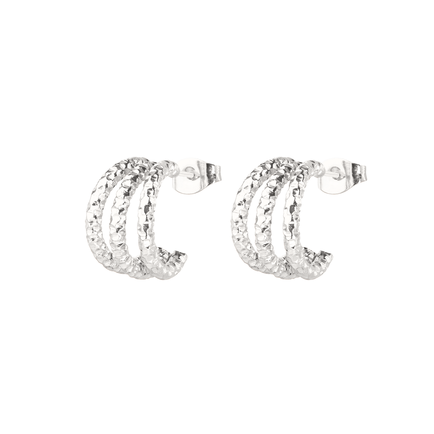 Triple Trouble Studs Silver