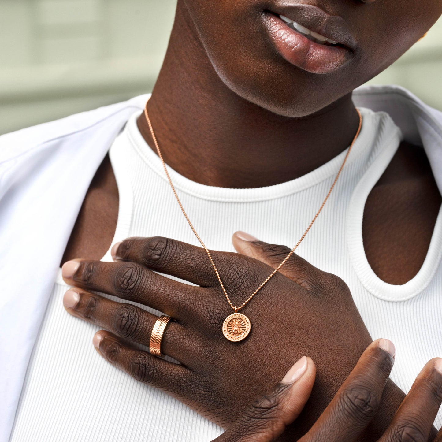 Saint Christopher Necklace Rose Gold