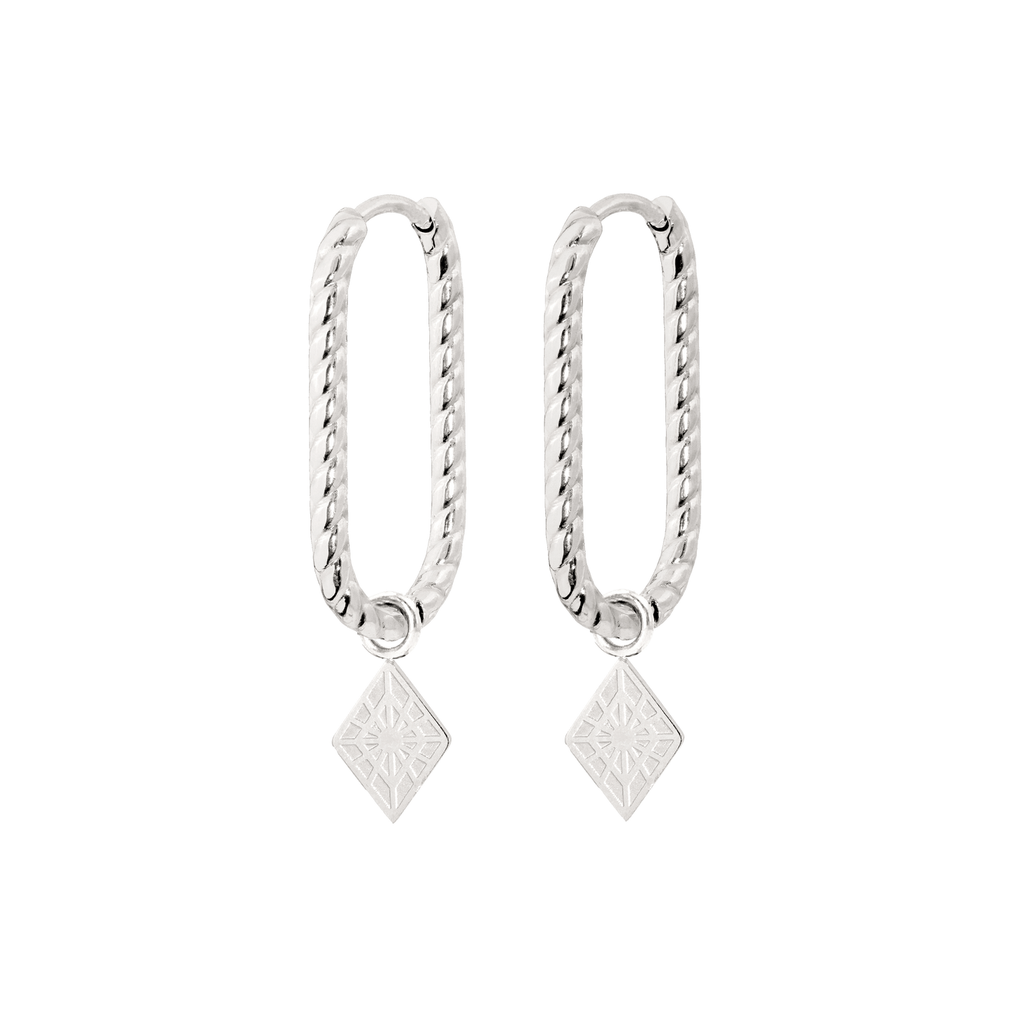 Rombo Oval Twisted Hoops Small Silver