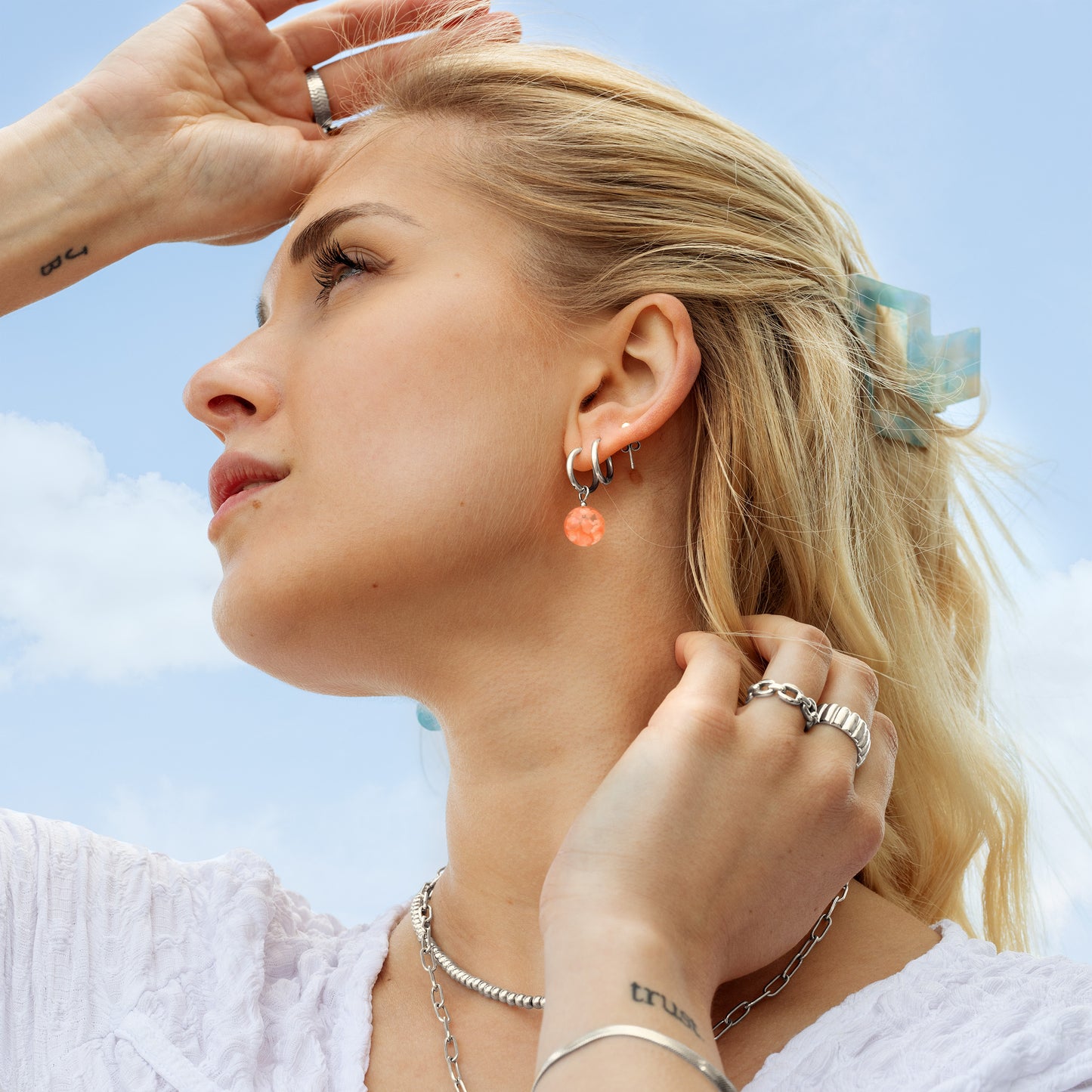 Sunset Dream Hoops Small Silver