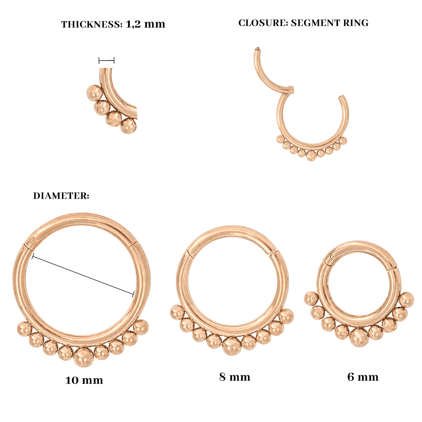 Boho Click Piercing Rose Gold
