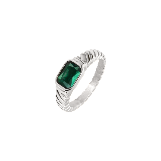 Brilliant Emerald Ring Silver