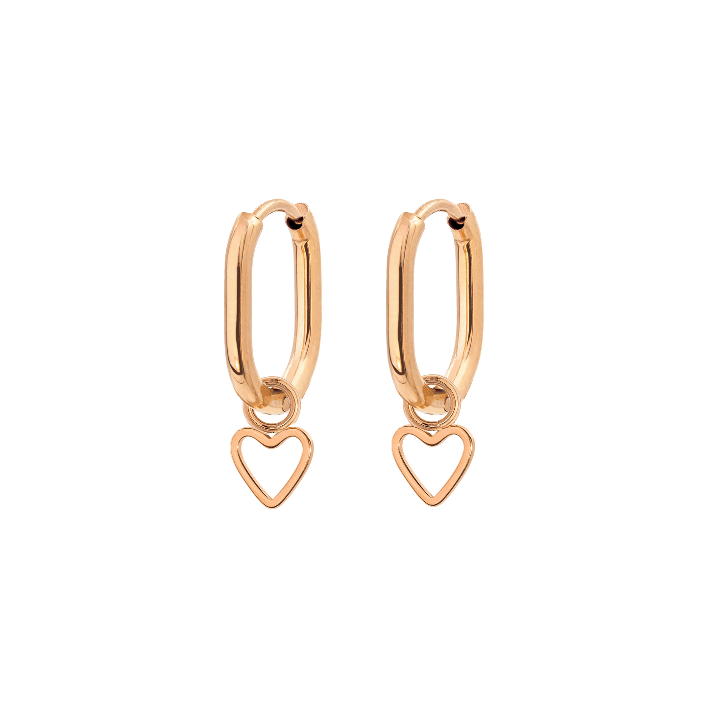 Light Heart Oval Hoopies Rose Gold