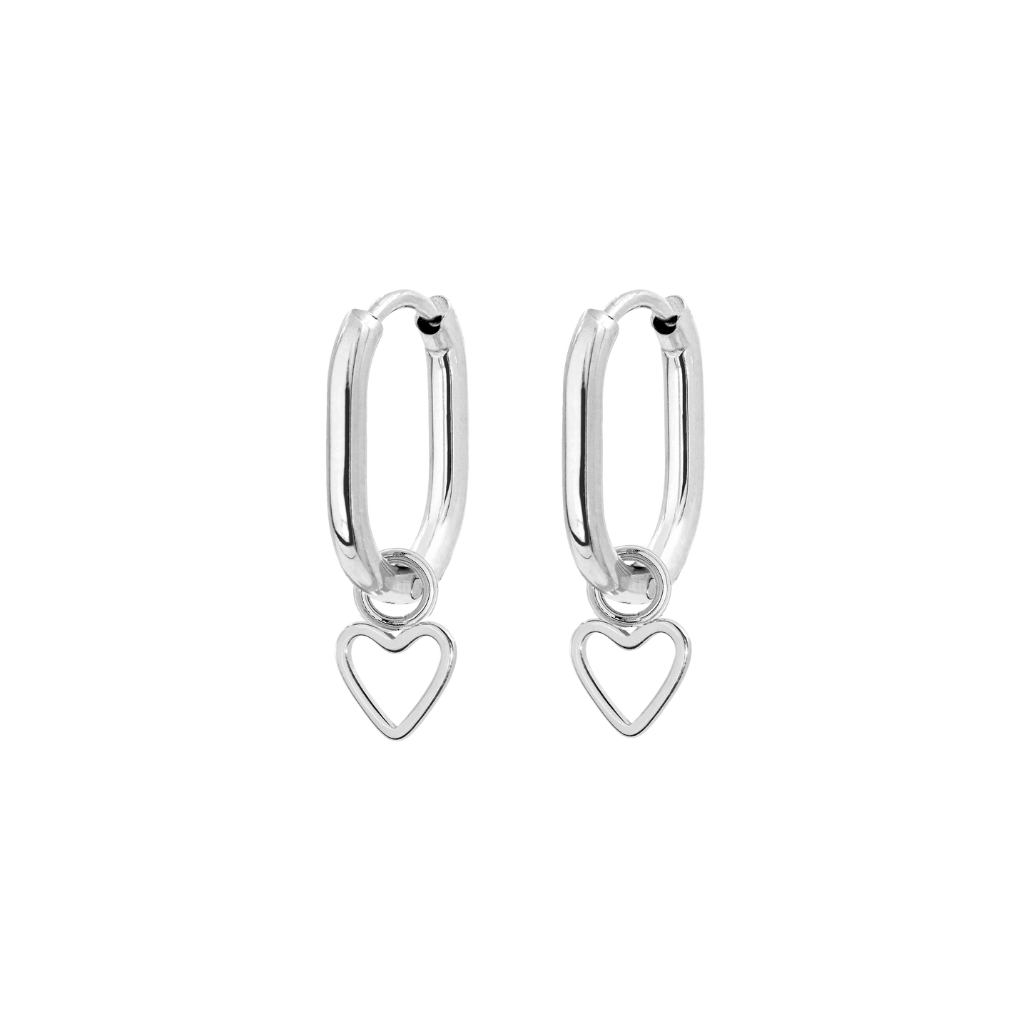 Light Heart Oval Hoopies Silver