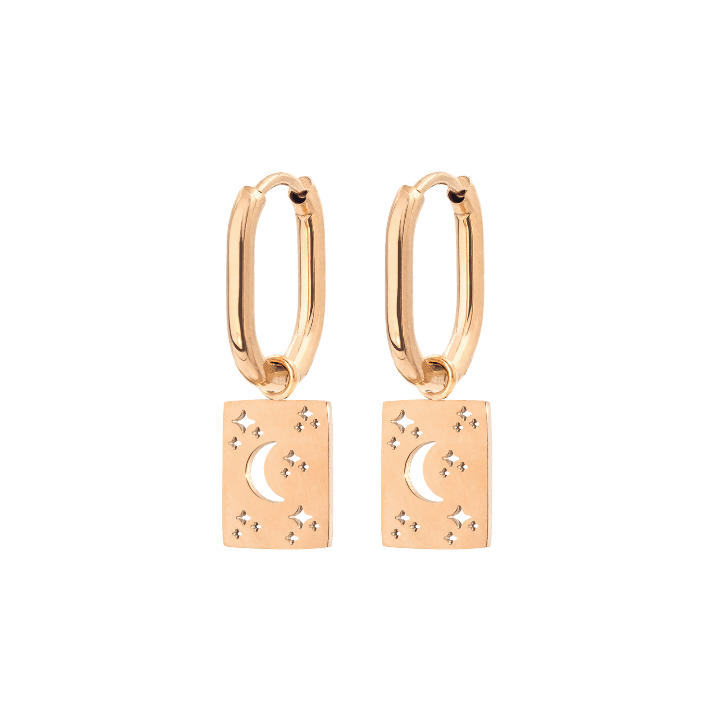 Midnight Lover Oval Hoops Baby Rose Gold
