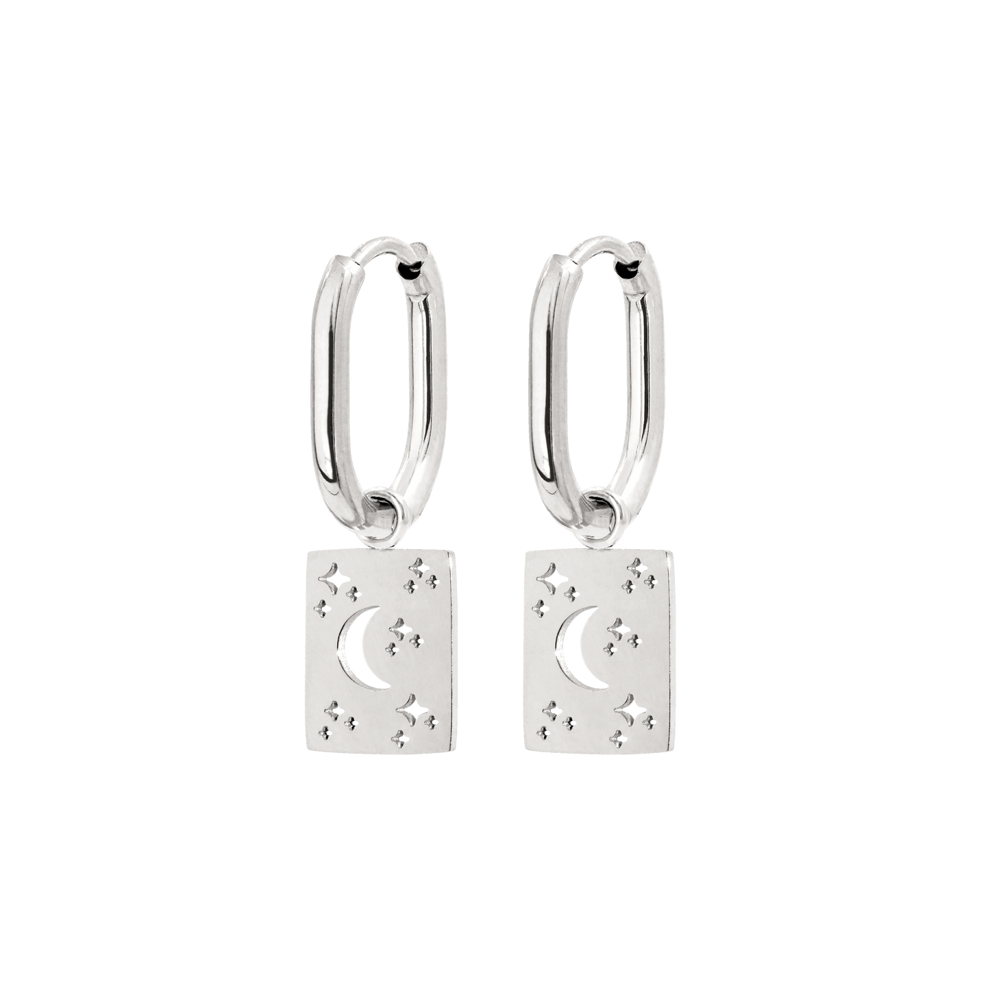 Midnight Lover Oval Hoops Baby Silver