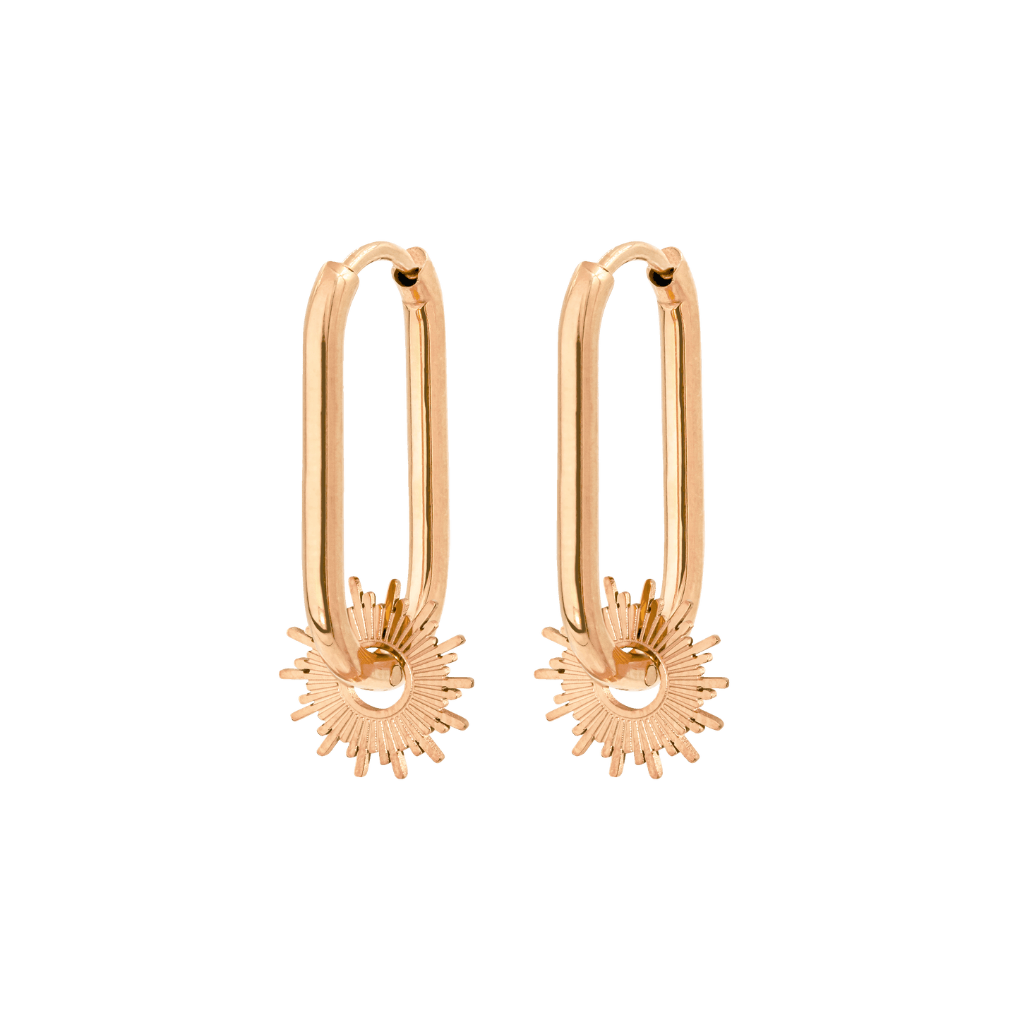 Sun Ray Oval Hoops Small Rose Gold