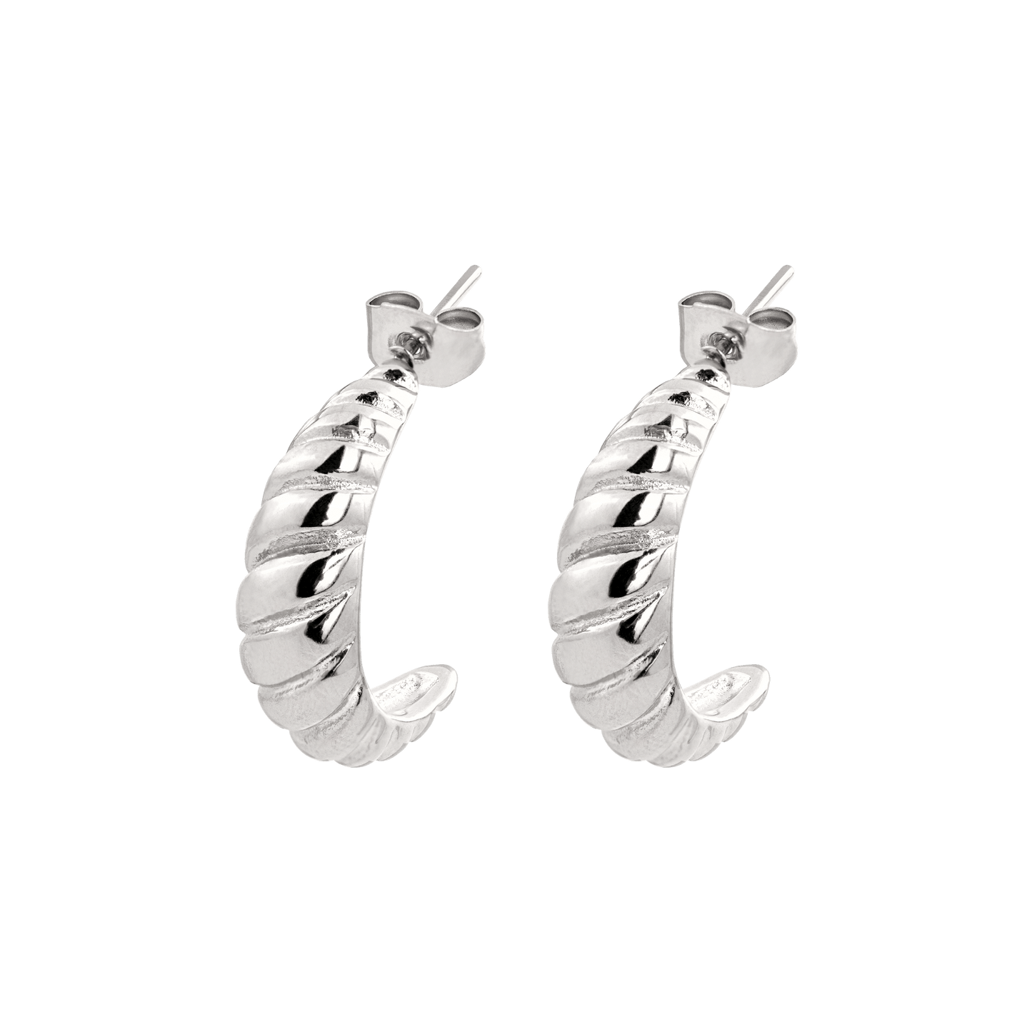Towel Twist Hoops Silver