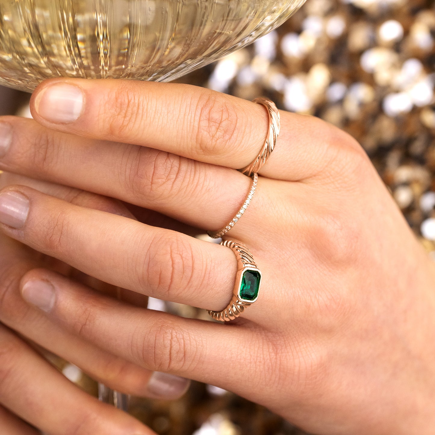 White Sparkle Ring Rose Gold