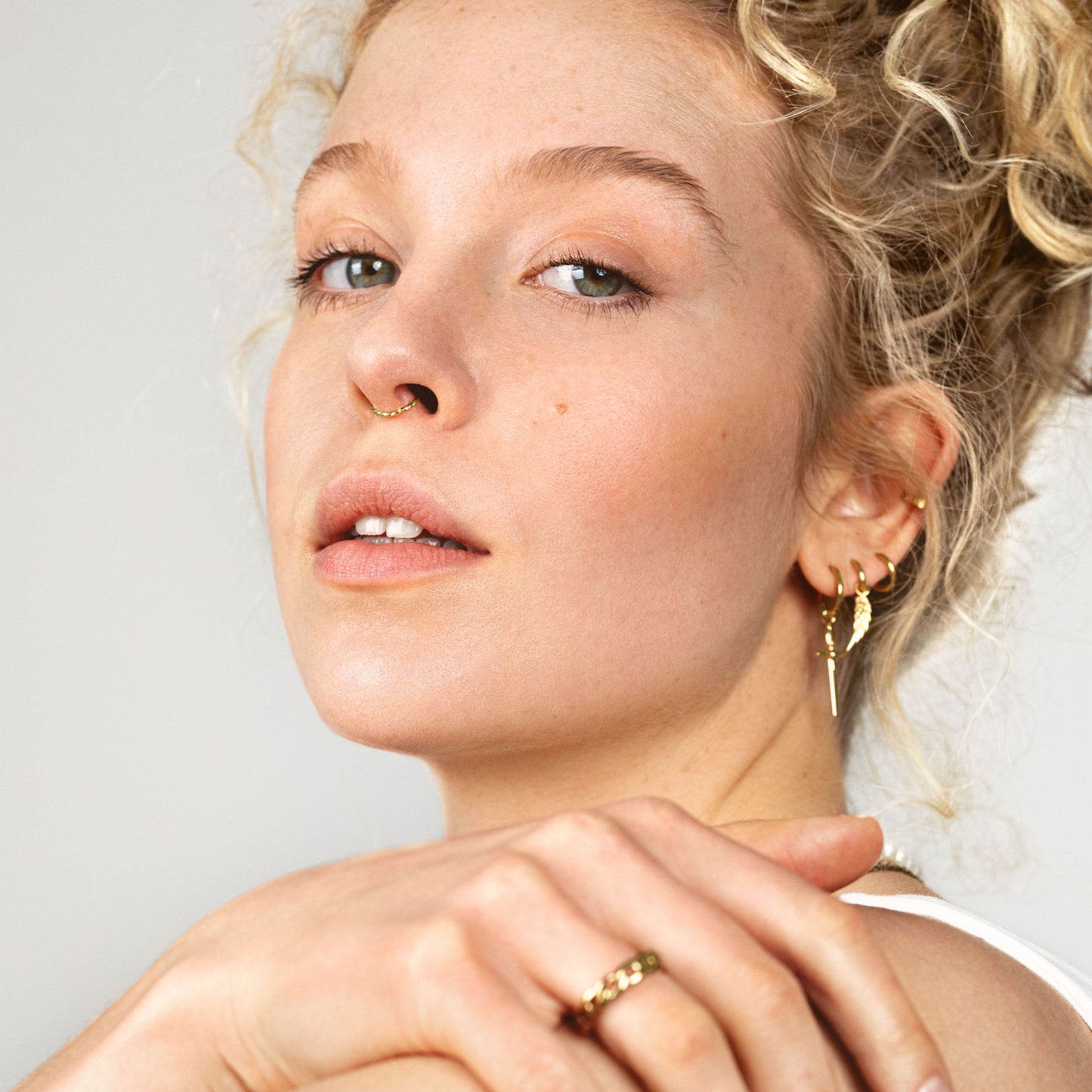 Twisted Click Piercing Ring Silver