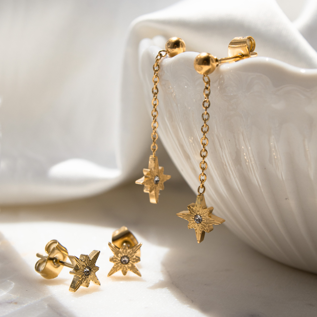 Shiny Anna Stud Earrings Rose Gold