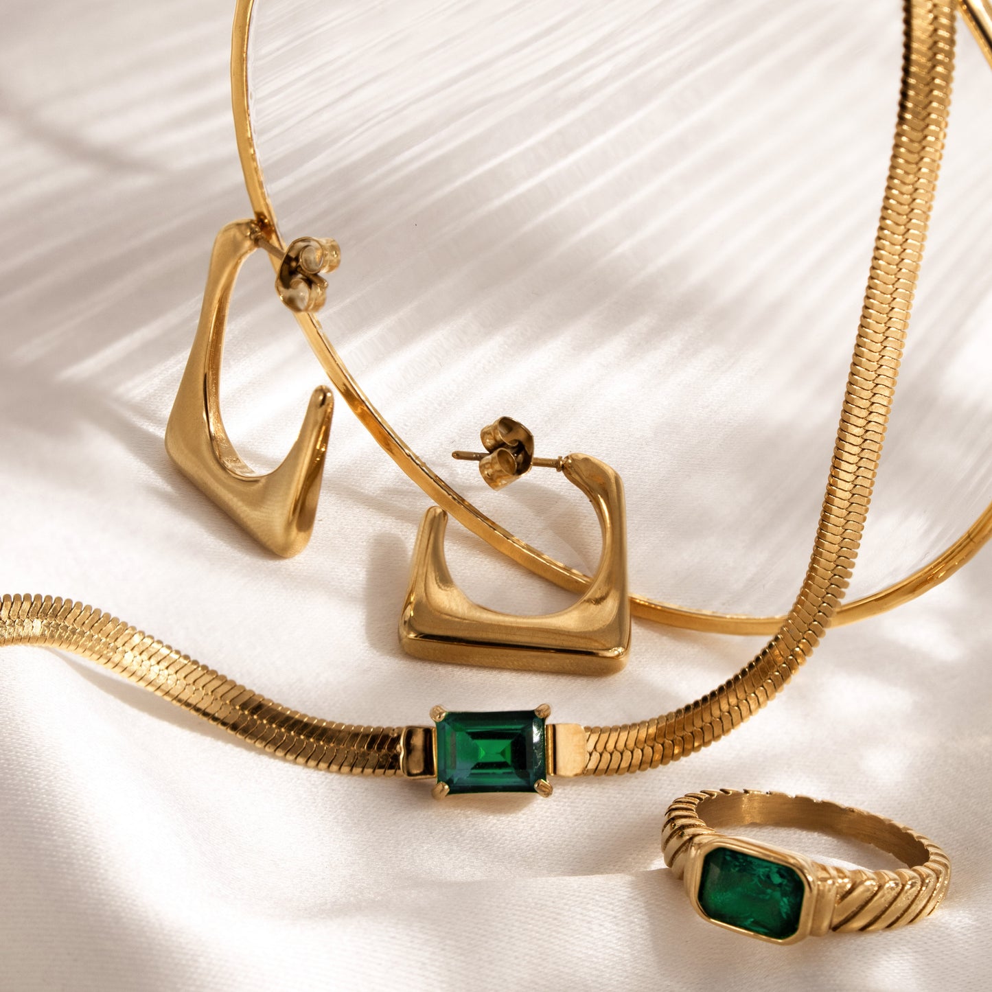 Rectangle Hoops Rose Gold