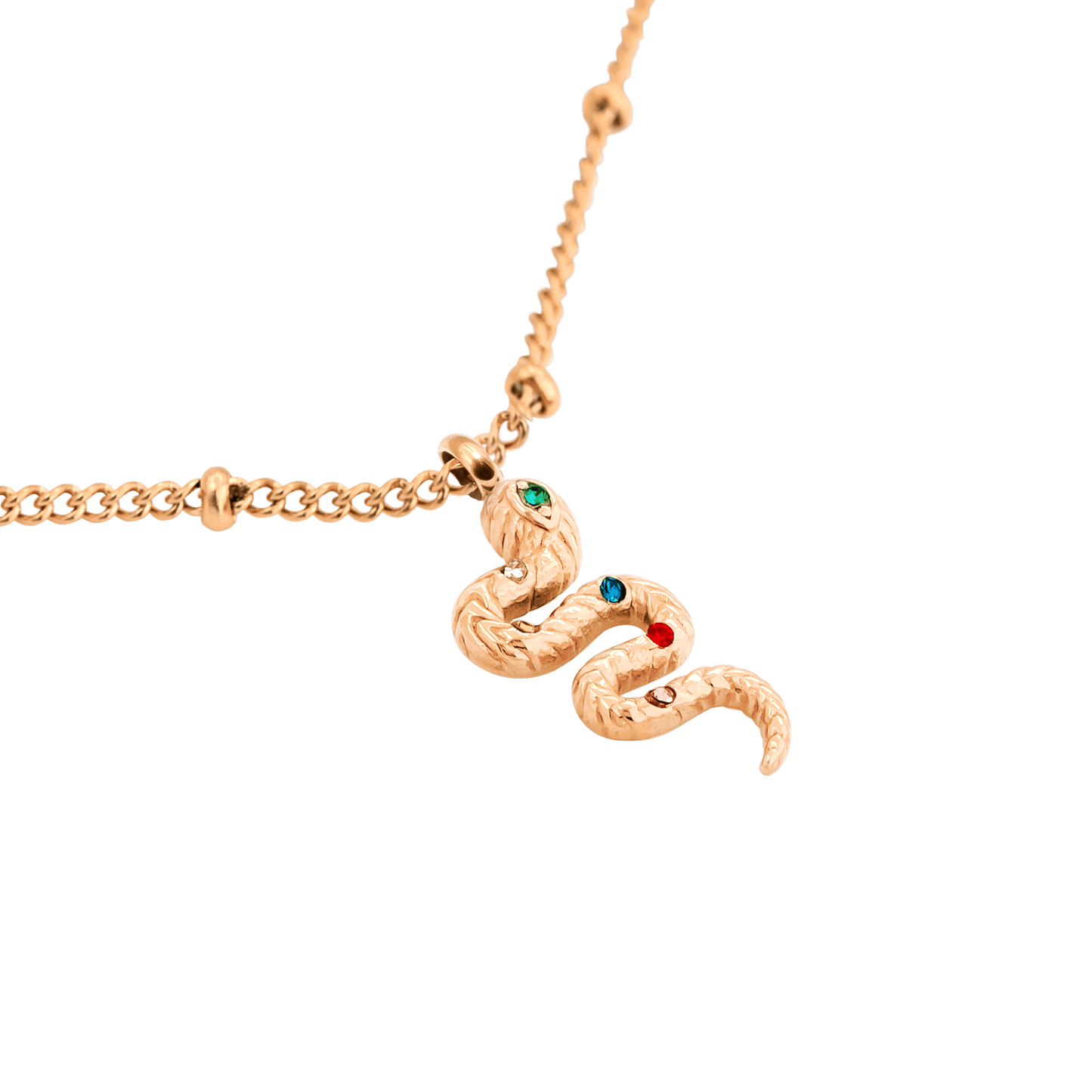 Rainbow Leni Snake Necklace Rose Gold