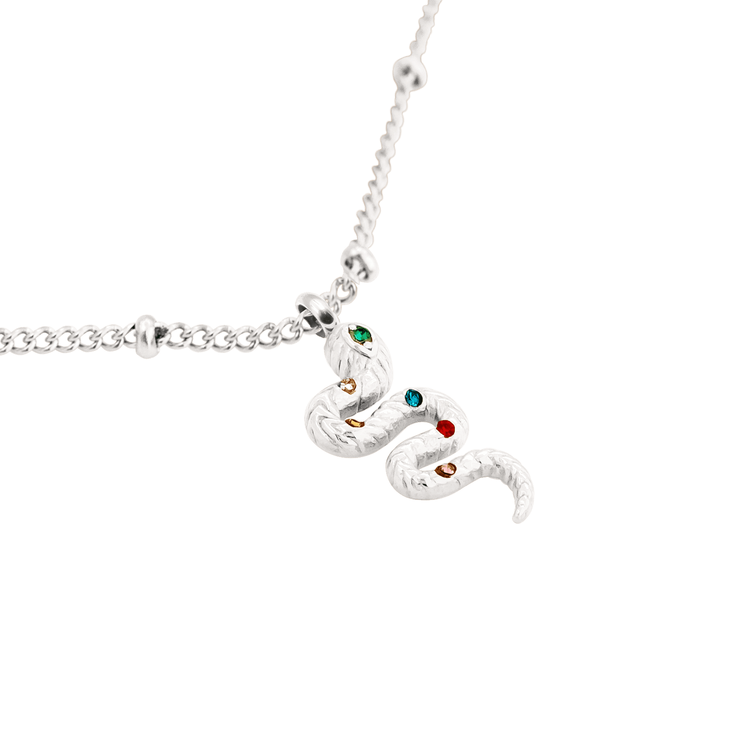 Rainbow Leni Snake Necklace Silver