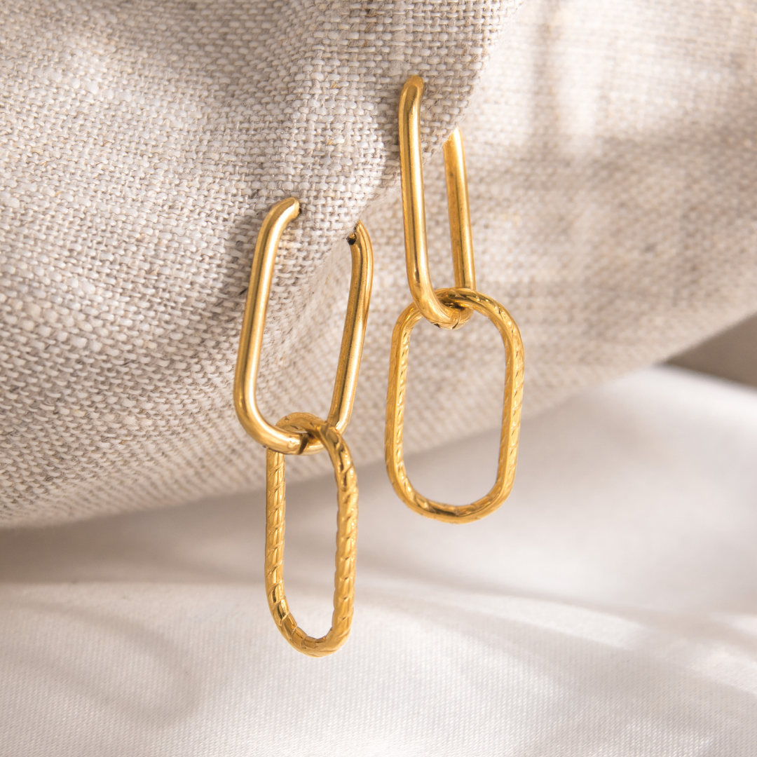 Oval Snake Hoops Rose Gold