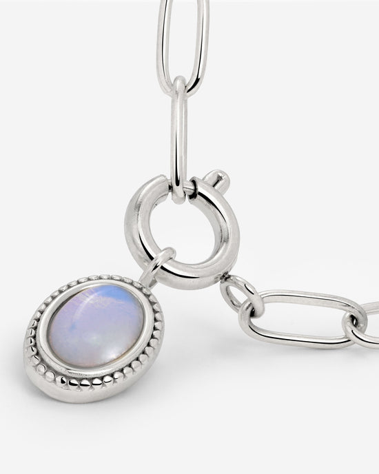 Opaline Oval Links Necklace Set Silver