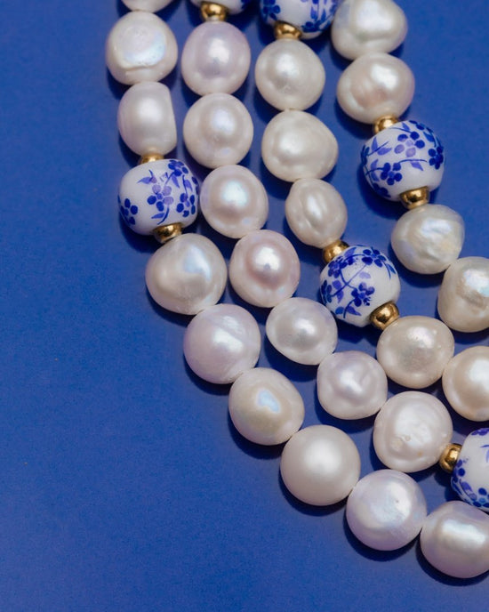 Flower Tile Pearl Bracelet Silver