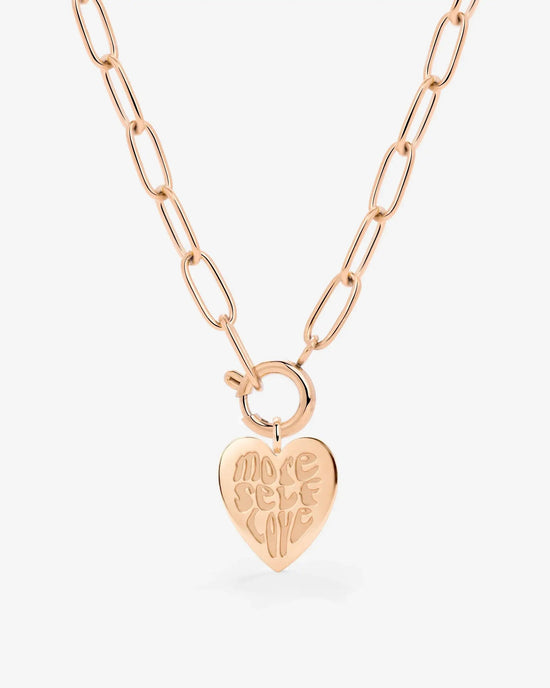 More Self-Love Oval Links Necklace Set Rose Gold