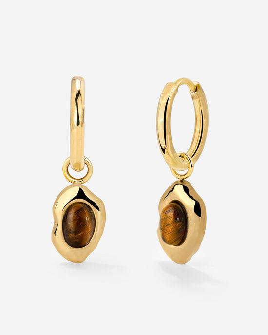 Tiger's Eye Hoop Set Small Gold