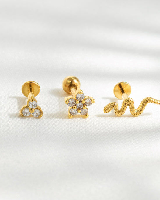 Radiant Flower Piercing Stud Rose Gold
