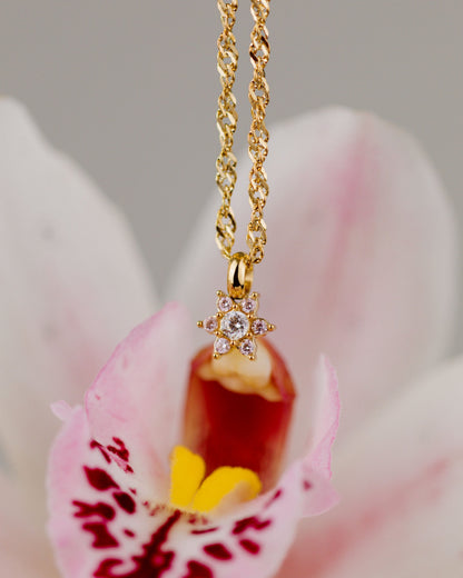 Sparkling Purple Petal Necklace gold