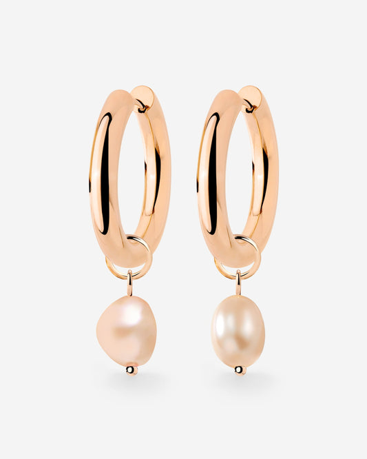 Chunky Perla Rosa Hoop Set Medium Rose Gold