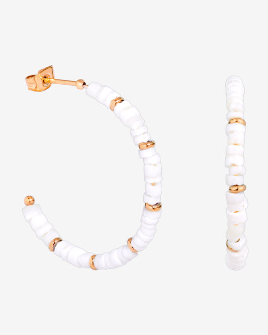 Puka Shell Hoop Studs Rose Gold