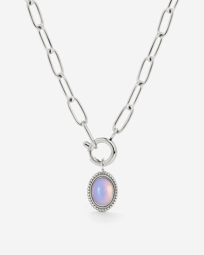 Opaline Oval Links Necklace Set Silver