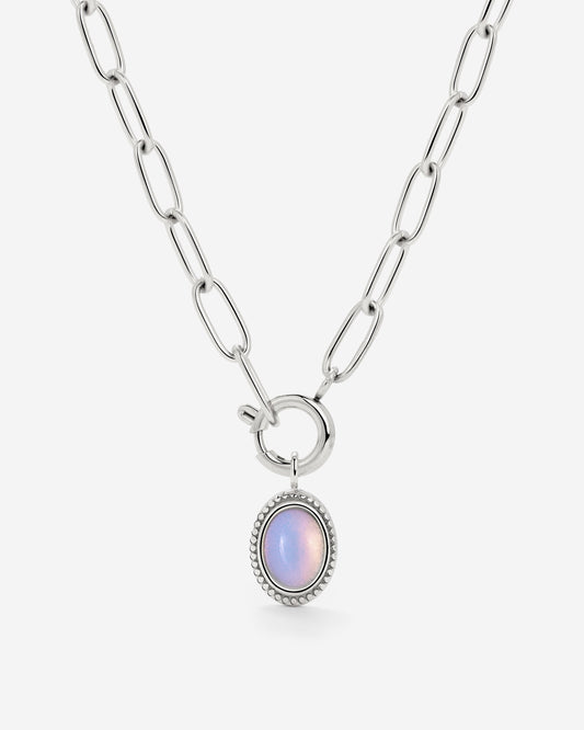 Opaline Oval Links Necklace Set Silver