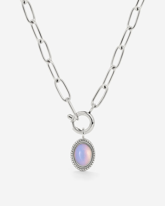 Opaline Oval Links Necklace Set Silver