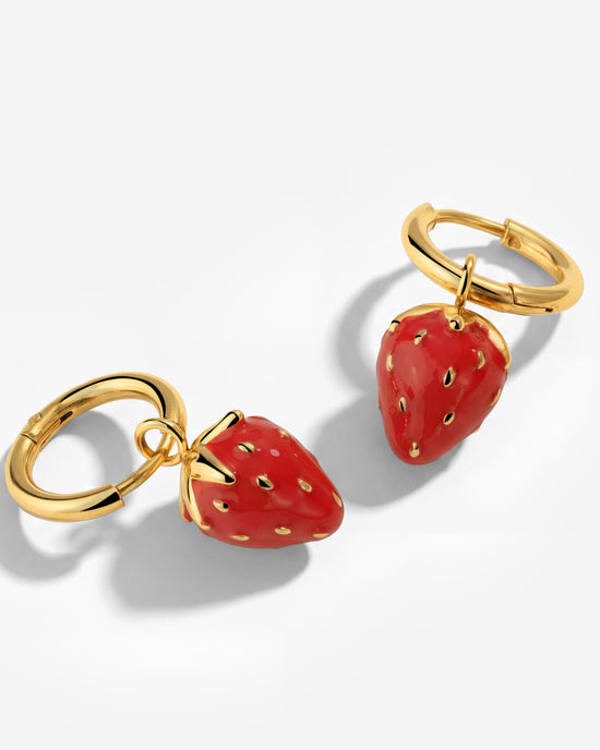 Strawberry Hoop Set Small Gold