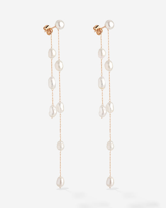 Jules Unique Pearl Fall Studs Rose Gold