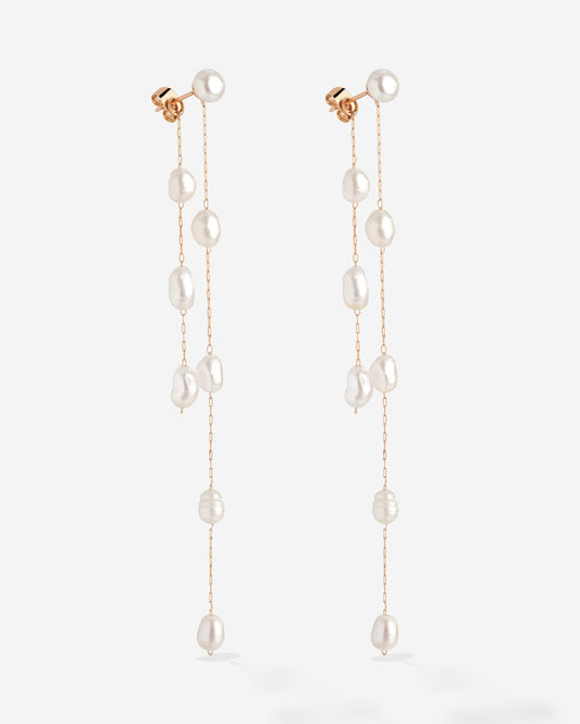 Jules Unique Pearl Fall Studs Rose Gold