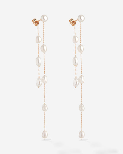 Jules Unique Pearl Fall Studs Rose Gold