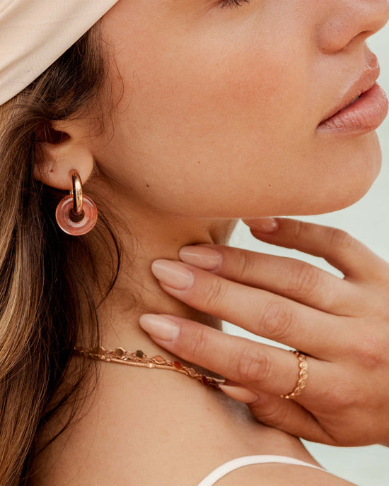 Chunky Peachy Donut Hoop Set Medium Rose Gold