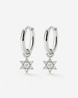 White Petal Hoop Set Small Silver