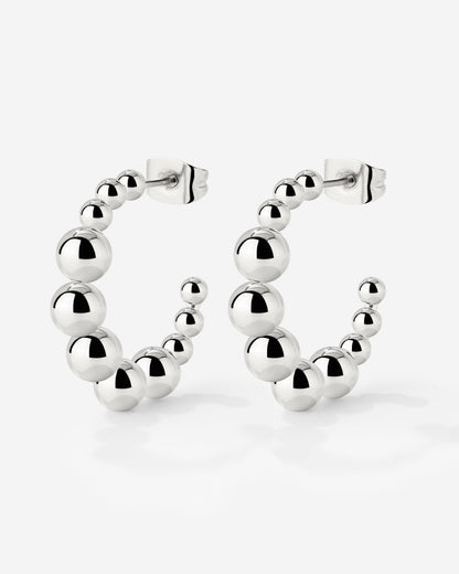 Infinite Beads Hoop Studs Silver