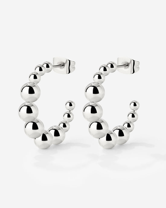 Infinite Beads Hoop Studs Silver